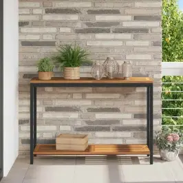 Āra Galds Ar Uzglabāšanu Dabīga Un Melna 110 X 35 X 75 Cm Vidaxl