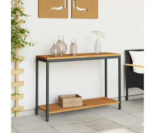 Āra Galds Dabisks & Melns 35X110X75 Cm Masīvkoks Un Tērauds Vidaxl