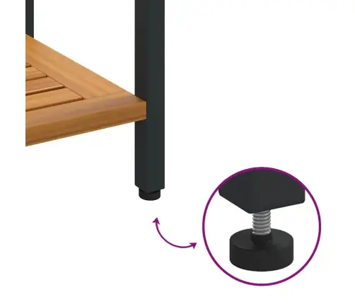 Āra Galds Dabisks & Melns 35X110X75 Cm Masīvkoks Un Tērauds Vidaxl