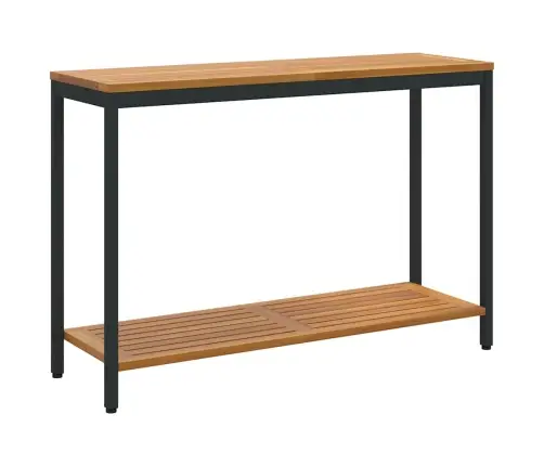 Āra Galds Dabisks & Melns 35X110X75 Cm Masīvkoks Un Tērauds Vidaxl