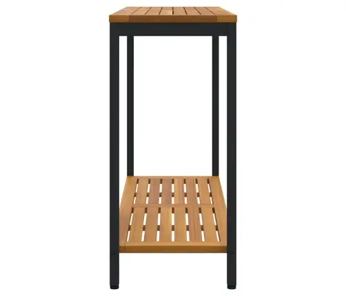 Āra Galds Dabisks & Melns 35X110X75 Cm Masīvkoks Un Tērauds Vidaxl