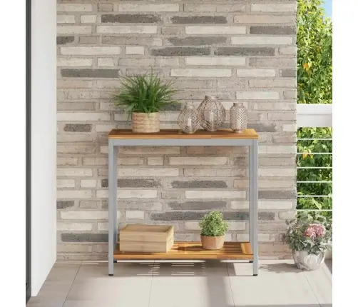 Āra Galds Dabisks Un Pelēks 35X80X75 Cm Cieta Koka Un Tērauda Vidaxl