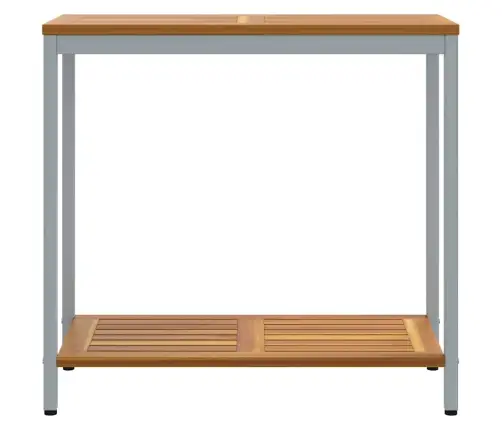 Āra Galds Dabisks Un Pelēks 35X80X75 Cm Cieta Koka Un Tērauda Vidaxl