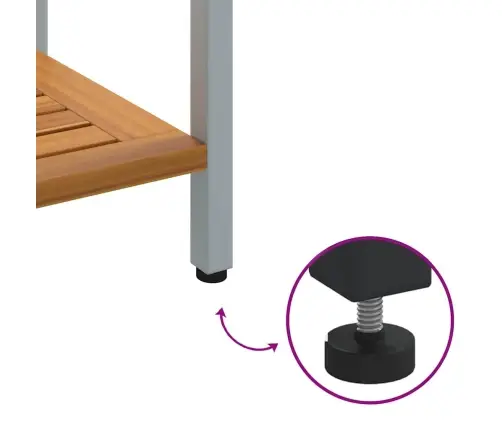 Āra Galds Dabisks Un Pelēks 35X80X75 Cm Cieta Koka Un Tērauda Vidaxl