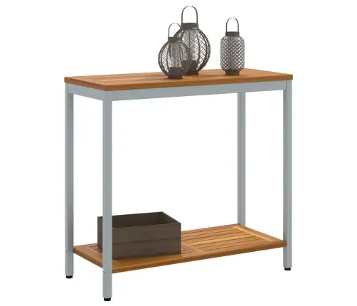 Āra Galds Dabisks Un Pelēks 35X80X75 Cm Cieta Koka Un Tērauda Vidaxl