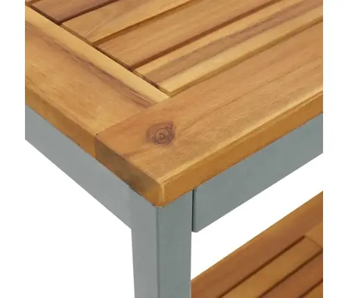 Āra Galds Dabisks Un Pelēks 35X110X75 Cm Cieta Koksne Un Tērauds Vidaxl