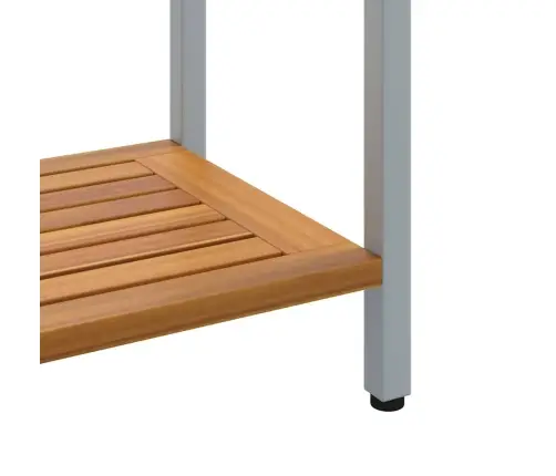 Āra Galds Dabisks Un Pelēks 35X110X75 Cm Cieta Koksne Un Tērauds Vidaxl