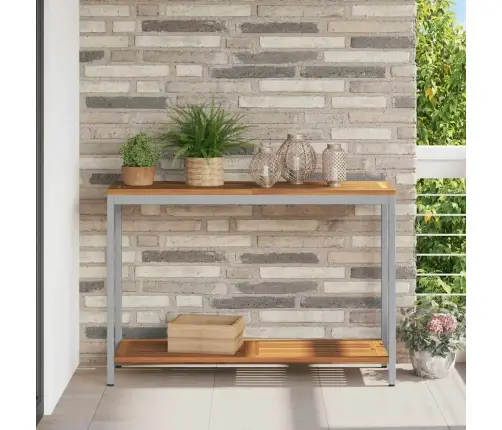 Āra Galds Dabisks Un Pelēks 35X110X75 Cm Cieta Koksne Un Tērauds Vidaxl