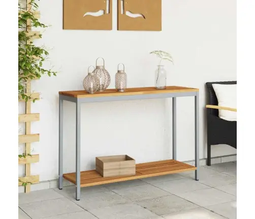 Āra Galds Dabisks Un Pelēks 35X110X75 Cm Cieta Koksne Un Tērauds Vidaxl
