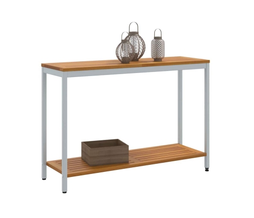Āra Galds Dabisks Un Pelēks 35X110X75 Cm Cieta Koksne Un Tērauds Vidaxl