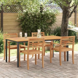 Āra Galdi Dabīga Un Melna 180 X 90 X 75 Cm Akācijas Masīvkoks Vidaxl
