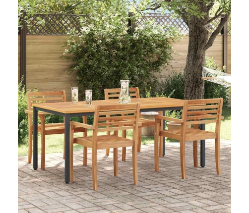 Dārza Galds 180X90X75 Cm No Cietā Akācijas Koka Un Metāla Vidaxl