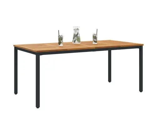 Dārza Galds 180X90X75 Cm No Cietā Akācijas Koka Un Metāla Vidaxl