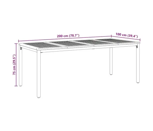 Lauko Stalai Natūralios Ir Juodos Spalvos 200 X 90 X 75 Cm