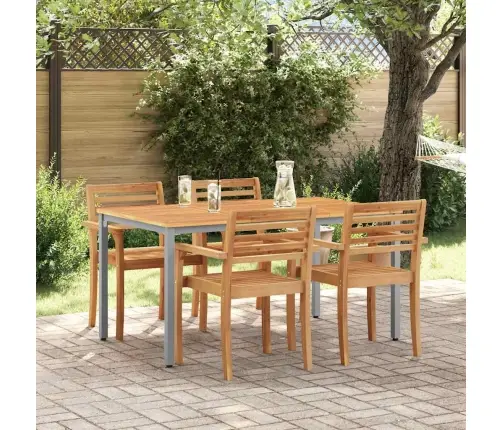 Dārza Galds 150X90X75 Cm Cieta Akācijas Koka Un Metāla Vidaxl
