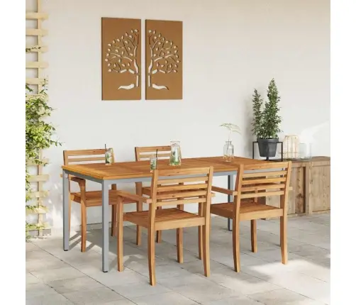 Dārza Galds 180X90X75 Cm No Masīvkoka Akācijas Un Metāla Vidaxl