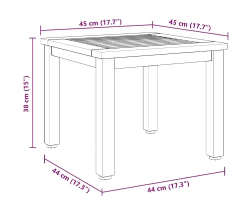 Dārza Sānu Galds 45X45X38 Cm Masīvs Akāciju Koks Vidaxl