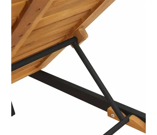 Sauļošanās Krēsl Melns 200X55X35 Cm Cieta Koksne Akācija Vidaxl