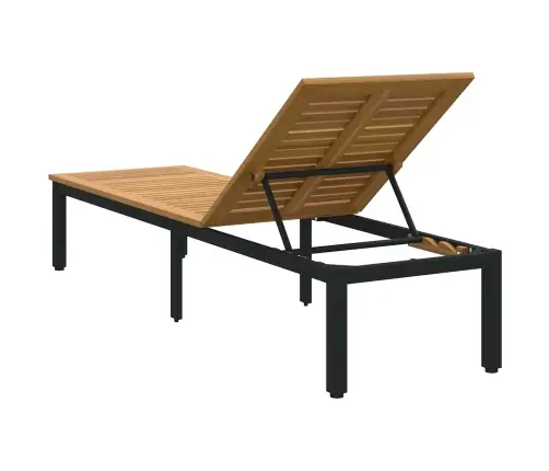 Sauļošanās Krēsl Melns 200X55X35 Cm Cieta Koksne Akācija Vidaxl