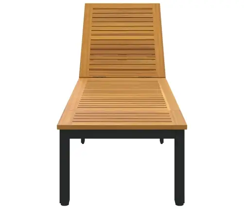 Sauļošanās Krēsl Melns 200X55X35 Cm Cieta Koksne Akācija Vidaxl