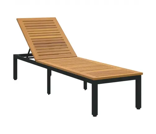 Sauļošanās Krēsl Melns 200X55X35 Cm Cieta Koksne Akācija Vidaxl