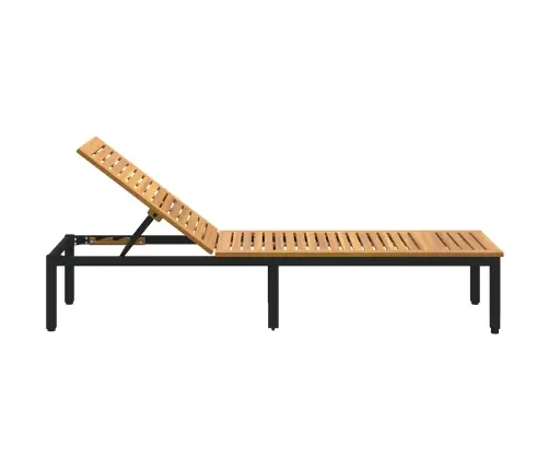 Sauļošanās Krēsl Melns 200X55X35 Cm Cieta Koksne Akācija Vidaxl