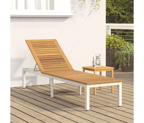 Sauļošanās Krēsls Pelēks 200X55X35 Cm Masīvs Koks Akācija Vidaxl