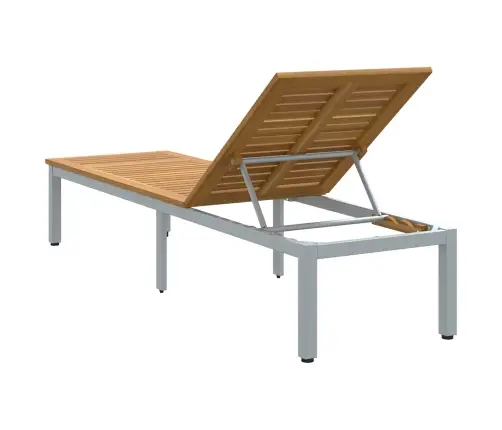 Sauļošanās Krēsls Pelēks 200X55X35 Cm Masīvs Koks Akācija Vidaxl