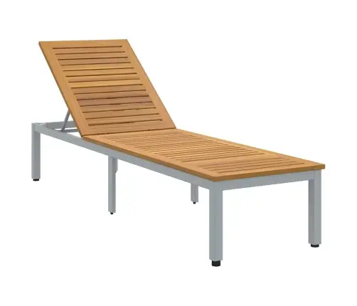 Sauļošanās Krēsls Pelēks 200X55X35 Cm Masīvs Koks Akācija Vidaxl
