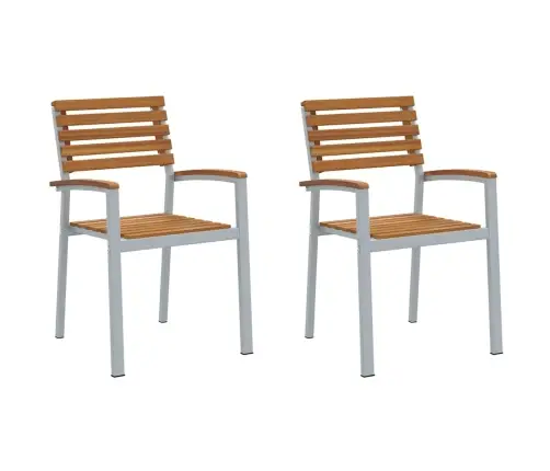 Sodo Kėdė 2 Pcs Ruda 56 X 57 X 87Cm Akacijos Medienos Masyvas