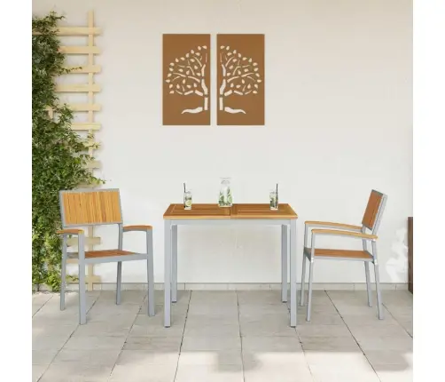 Āra Krēsli 2 Gabali, Saliekami, Pelēka Cieta Akācija Un Metāls Vidaxl