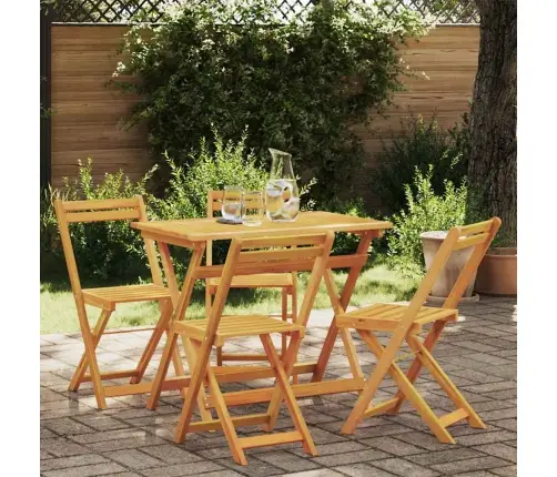5 Daļu Salokāms Bistro Komplekts No Cietas Akācijas Koksnes Vidaxl