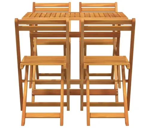 5 Daļu Salokāms Bistro Komplekts No Cietas Akācijas Koksnes Vidaxl
