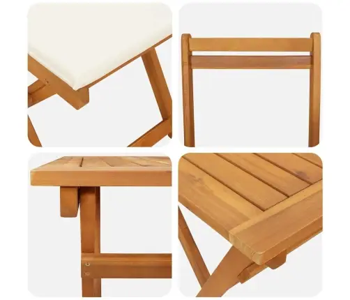 5 Daļu Salokāms Bistro Komplekts Ar Spilveniem No Cietā Akācijas Koka Vidaxl