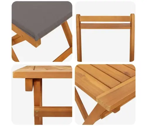 5 Daļu Salokāms Bistro Komplekts Ar Spilveniem Cietā Akācijas Kokā Vidaxl
