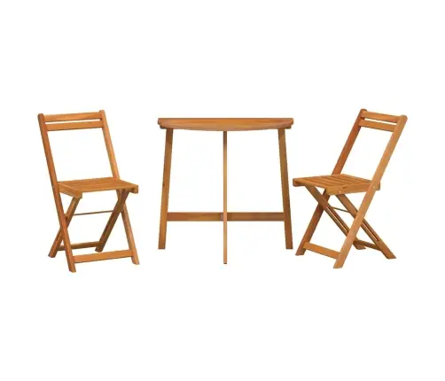 Bistro Komplekts 3 Pcs Brūna Akācijas Masīvkoks Vidaxl
