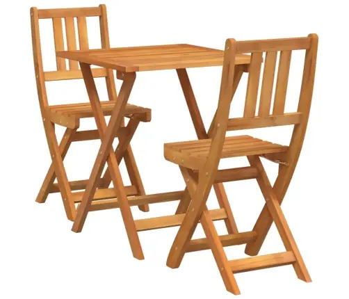 3 Daļu Salokāms Bistro Komplekts Ciets Koks Akācijas Vidaxl