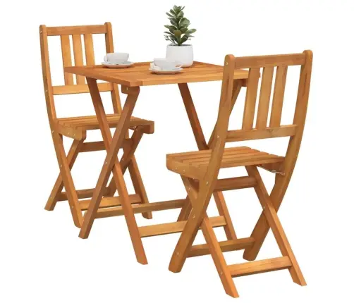 3 Daļu Salokāms Bistro Komplekts Ciets Koks Akācijas Vidaxl
