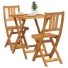 3 Daļu Salokāms Bistro Komplekts Ciets Koks Akācijas Vidaxl