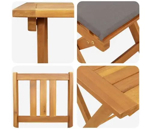 Bistrokomplekt Padjaga 3 Pcs Õlilahus Tugev Akatsiapuu