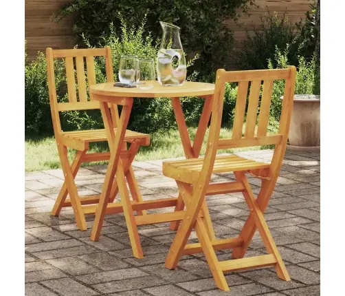 3 Daļu Saliekamais Bistro Komplekts No Cietā Akācijas Koka Vidaxl