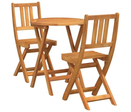 3 Daļu Saliekamais Bistro Komplekts No Cietā Akācijas Koka Vidaxl
