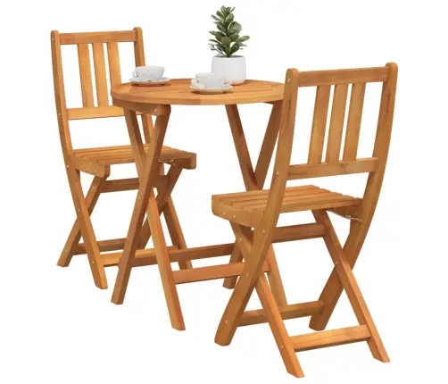 3 Daļu Saliekamais Bistro Komplekts No Cietā Akācijas Koka Vidaxl