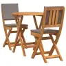 3 Daļu Salokāms Bistro Komplekts Ar Spilveniem No Solidā Akācijas Koka Vidaxl