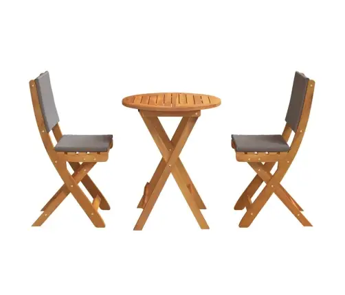 3 Daļu Salokāms Bistro Komplekts Ar Spilveniem No Solidā Akācijas Koka Vidaxl