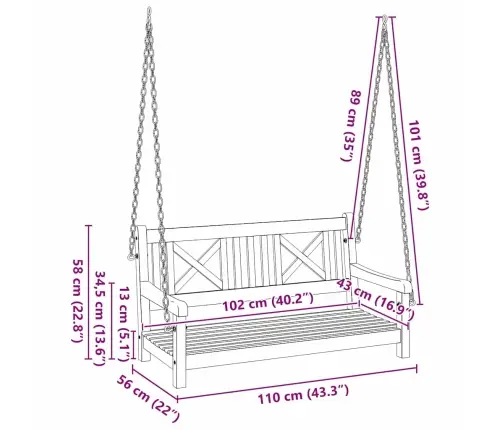Aia Swing Pink Pruun 119 X 35 X 47Cm Akaatsiapuit