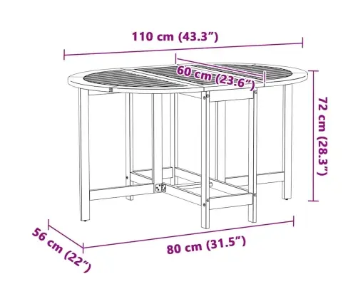Sodo Stalas 5 Pcs Ruda 110 X 60 X 72 Cm