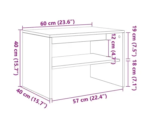 Tv Skapis Kūpināts Ozols 60X40X40 Cm Engineered Wood Vidaxl