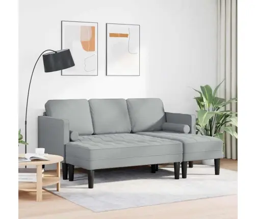 2 Daļu Dīvānu Komplekts Ar Spilveniem Gaiši Pelēkā Audumā Vidaxl