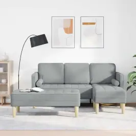 Dīvānu Komplekts Ar Spilvenu 2 Pcs Gaiši Pelēks Poliesters Vidaxl